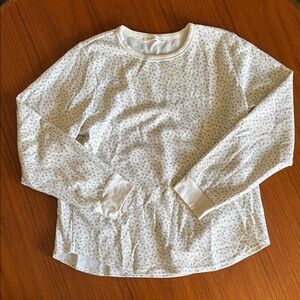 Neuflora White Waffle Knit Top with purple flowers